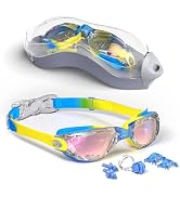 Hurdilen Kids Swim Goggles, Swimming Goggles for Kids with Nose Clip, Earplugs, Nose Bridge for A...