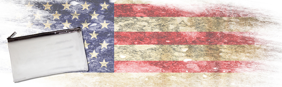 clear check wallet on american flag