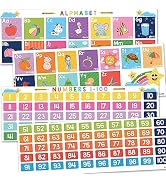 4 Pcs Alphabet Banner & Numbers 1-100 Chart For Toddlers - Laminated Number Abc Line For Kids, Bi...