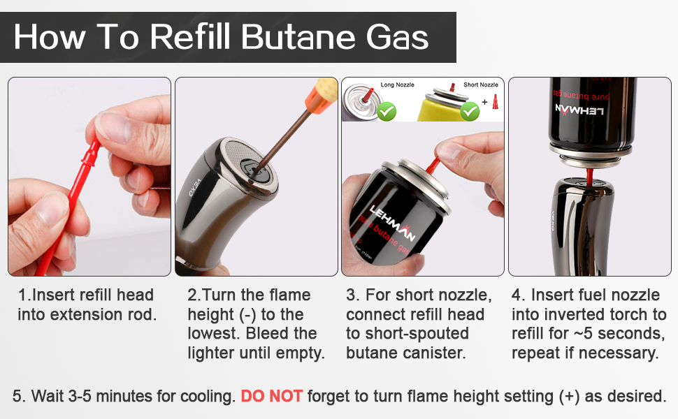Refillable Lighter with Safety Lock for Kitchen Grill BBQ Candle