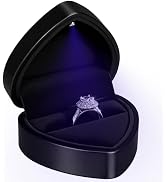 Hatori Engagement Ring Box with LED Lighted, Heart Shaped Jewelry Velvet Ring Box for Wedding Rin...