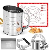 9PCS Stainless Steel Pastry Blender Set, 3 Cup Flour Sifter, Biscuit Cutter, Pastry Cutter, Dough...
