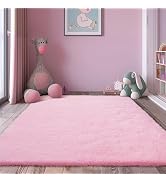 Shag Area Rug for Bedroom 5x8,Pink Fluffy Area Rugs for Living Room,Soft Fuzzy Rug Non-Shedding I...