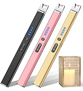 LcFun 3 Pack Candle Lighter Electric USB Rechargeable Plasma Arc Lighter with Safety Lock, Windpr...