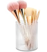 DASITON Makeup Brush Holder Organizer, Acrylic Makeup Brush Cup, Vintage Striped Make Up Brush Ho...