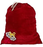 Sunnywood Santa Christmas Gift Bag Large Stretchy Velour Present Sack with Golden Drawstring, 36"...