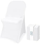 Fixwal 12 Pcs Spandex Stretch Folding Chair Covers - Universal Fitted Washable Slipcovers for Din...