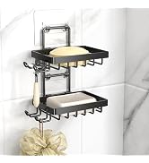 Moforoco Double Soap Bar Holder for Shower, No Drilling, 304 Rustproof Stainless Steel, Wall Moun...
