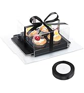 EUSOAR Black Cupcake Boxes, 6 Pack Bakery Treat Dessert Containers 4 Count with Inserts, Clear Di...