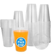 Bsvce 50 Pack 8 Oz Clear Plastic Cups, Fit for Cold and hot, Durable Water Cups, Disposable Cups ...