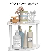 Sezanrpt 2 Tier Countertop Corner Organizer Shelf 7x7x8 Inch, White Acrylic Bathroom Organizer Co...
