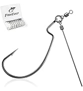 FishTrip 10pcs Tokyo Rig Fishing Hooks, Punch Shot Rig EWG Dropshot Hook Offset Worm Hooks for Ba...