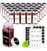 25 Spice Jars with Labels- Glass Spice Containers with Shaker Lids, 547 Spice Labels of 3 Differe...