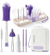 lalalark Bottle Brush Kit, 7-in-1 Foldable Baby Bottle Drying Rack & Cleaning Set for Home and Tr...