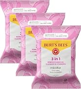 Burts Bees Micellar Rose Water Facial Towelettes, 100% Plant Based Cloth; 99% Natural Origin; Rem...