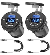 96W USB 12V Outlet 3 Port (with 2 Type c Cable): Multi USB C Car Charger Adapter Dual PD30W & QC3...