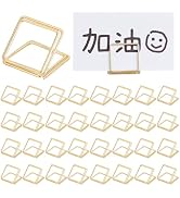HOBBIESAY 50pcs Square Table Card Holder Gold Picture Clips Stand Metallic Table Number Holders M...