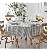 maxmill Round Checkered Tablecloth Spillproof Wrinkle Free Heavy Weight Gingham Table Cloth for C...