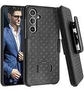 Fingic for Samsung Galaxy S24 FE Case with Belt Clip Holster Case Slim Combo Shell with Kickstand...