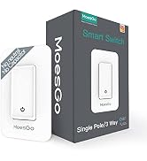 MoesGo WiFi Smart Single Fire Wall Light Switch,No Neutral Wire Need, Single Pole, Smart Life/Tuy...
