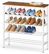 KIMBORA 5 Tier White Shoe Rack for Entryway, Holds 20 Pairs Metal Shoe Rack Organizer for Front D...