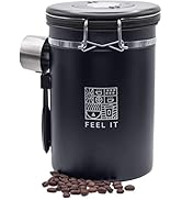 ALPACA VENTURES Stainless Steel Coffee Canister - 21oz Airtight Kitchen Food Storage Container wi...