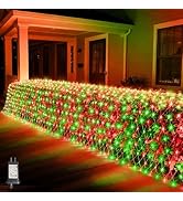 LitHome 21FT x 5FT Christmas Net Lights Outdoor, 360 LED Red Green Bush Lights with 8 Modes, Conn...