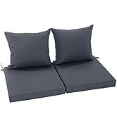 Summsun Patio Chair Cushions Set of 2, Water Resistant Backrest Pillow and Seat Cushion Set for O...
