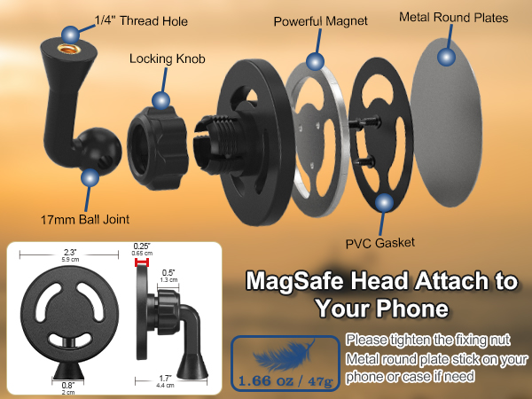 Magnetic Phone Tripod Mount Adapter MagSafe Cases iPhone Phone Holder Ring Light Selfie Sticks