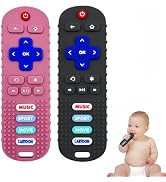 SOLIFEGOBLE 2 Pack Baby Teether Toys,Silicone Remote Teether for Babies,Baby TV Remote Toys,Infan...