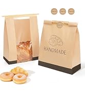 Bake Choice 100Pcs Paper Bread Bags for Homemade Bread, 14 x 8.3 x 3.5 Inch Sourdough Bags with T...