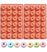 Mini Buntz Cake Silicone Molds 2 Pcs, 48-Cavity Mini Ring Cake Pans for Baking, Nonstick Fluted T...