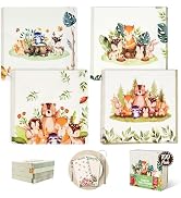 Decorably 100 Pack 3-Ply Woodland Animal Napkins - 5x5in 4 Designs Disposable Forest Woodland Nap...