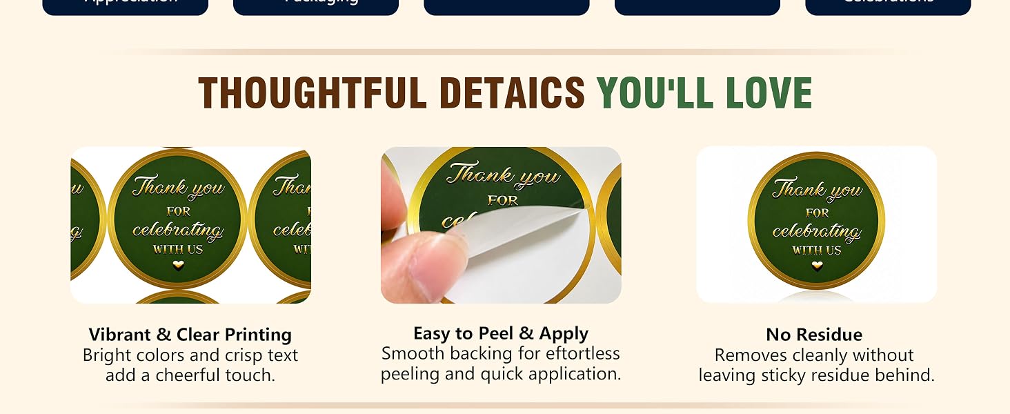 Grass Green Thank You Stickers