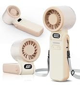 duludulu Portable Handheld Turbo Fan, 8m/s High Speed Neck Fan 5 Speed (1-100), 180° Foldable Per...