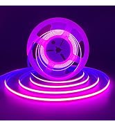 HAMRVL COB LED Strip Lights Pink,DC12V 16.4ft/5M 320leds/M CRI90 Bright Flexible LED Tape 8mm, fo...