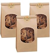 Eupako 3.54x2.36x6.7" Bakery Bags with Window 50 PCS Brown Tin Tie Tab Lock Bags Kraft Paper Bags...