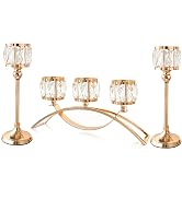 KEHAIL 3 Arms Crystal Candle Holders, Arch Candlestick Table Candelabras Centerpieces for Wedding...