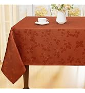 Moosfor Thanksgiving Tablecloth Rectangle 60x84 Inch, Waterproof Fall Leaves Jacquard Table Cloth...