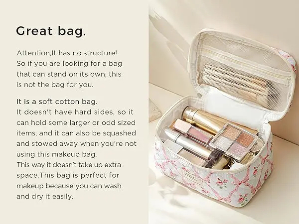 Cute Floral Coquette Cosmetic Bags Toiletry Bags for Women Girls