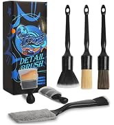 6PCS Car Detailing Brush Set, Boars Hair Car Detailing Brushes, Ultra Soft No Scratch Interior De...