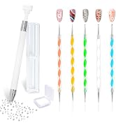 Ruetail Wax Pencil for Rhinestones, Gem Picker Tool, Diamond Art Pen with 5Pcs Dual-ended Nail Do...