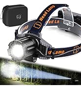 MIAOKE Led Headlamp, USB Rechargeable Headlamp 100000 Lumen Super Bright IPX5 Waterproof 4 Modes ...