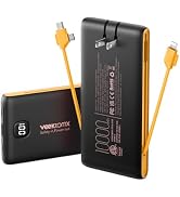 VEEKTOMX Portable Charger with Built in Cables 10000mAh, Power Bank for iPhone with AC Wall Plug,...