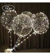 12pc White Led Balloons Party Balloons 22 Inch with Batteries Clear Balloons Transparent Balloons...