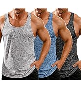 COOFANDY Men's 3 Pack Gym Tank Tops Y-Back Workout Muscle Tee Training Bodybuilding Fitness Sleev...