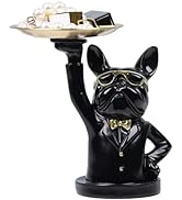 suruim Resin Bulldog Tray Statue Storage Key Holder Candy Jewelry Earrings Tray Piggy Bank Tray S...