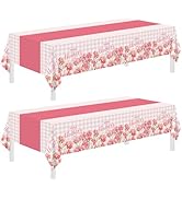 2 Pack Mothers Day Tablecloth,Mothers Decorations 54" x 108" Disposable Plastic Tablecloth,Mother...