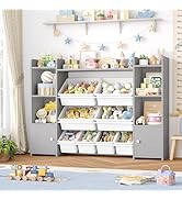 FOTOSOK 55''Large Toy Storage Organizer with 8 Toy Bins, Toy Organizers and Storage with Shelf an...