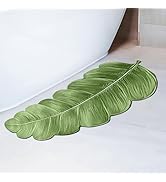 voofly Leaf Bath Mat Super Absorbent Thin Green Bathroom Runner Rug Washable Non Slip Bath Rug Fi...